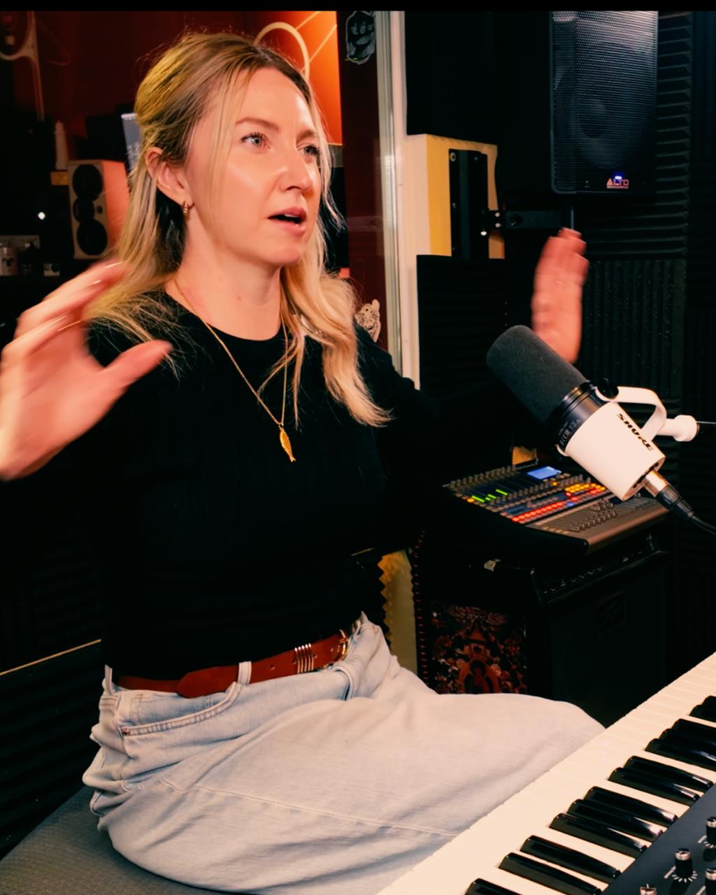 Kate recording in the studio